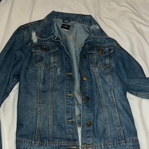 Distressed Denim Jacket Large